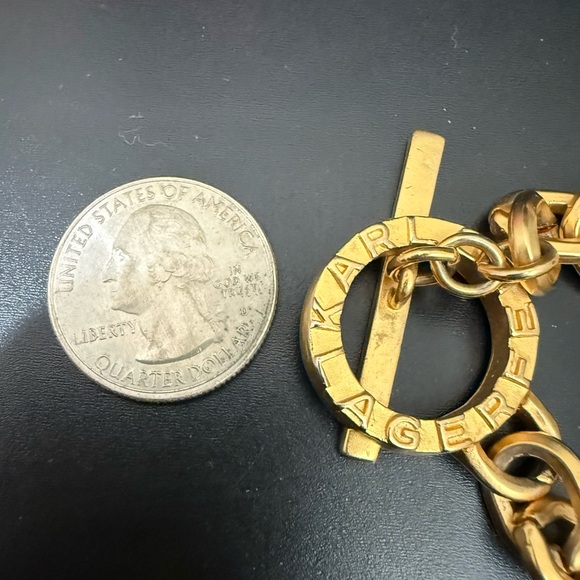 Vintage KARL LAGERFELD Gold-tone Chunky Chain Toggle Necklace 36” Long 144g. - Picture 7 of 15